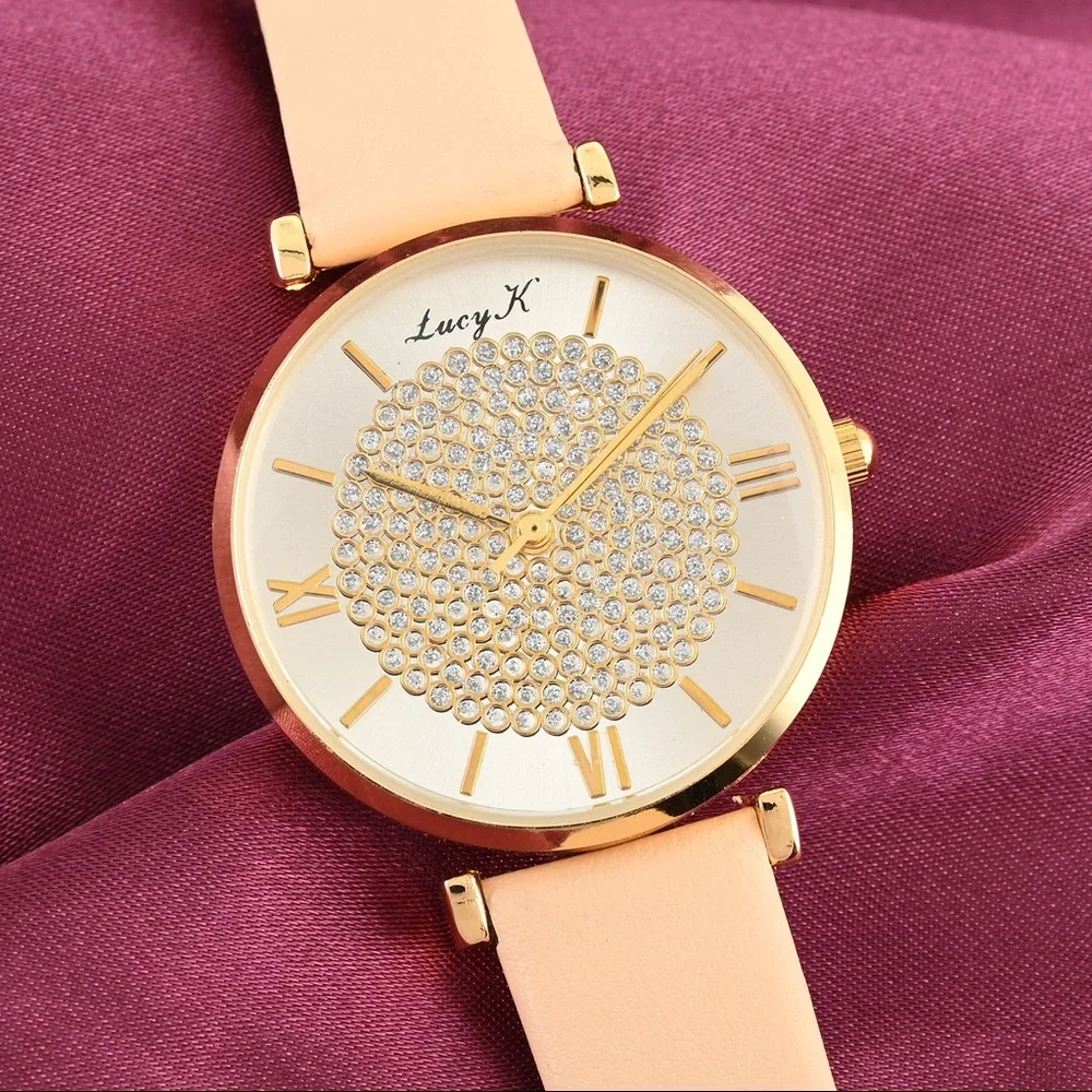Lucy K Bracelet Watch with Beige Leather Band